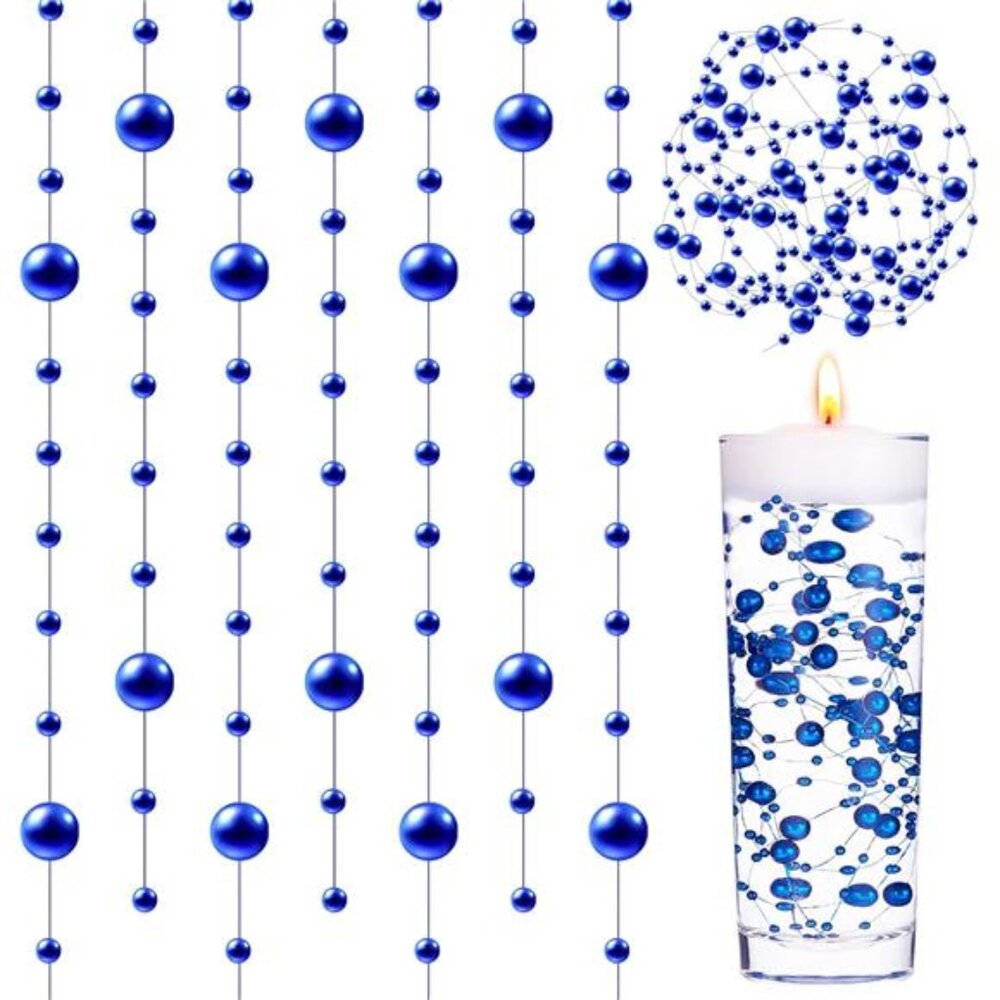Tondiamo 24 Pcs Artificial Pearl String for Floating Candle Faux Pearls Beads